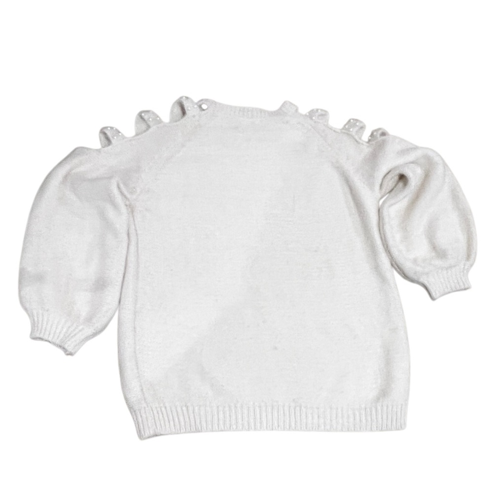 Easel Cream Pearl Cutout Sleeve Fuzzy Knit Sweater S/M - Picture 6 of 13